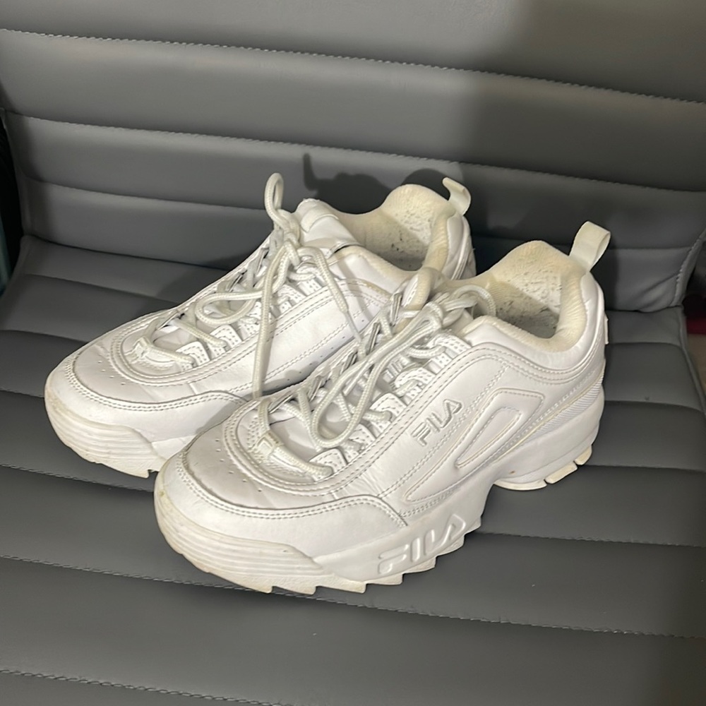 All white fila sneakers